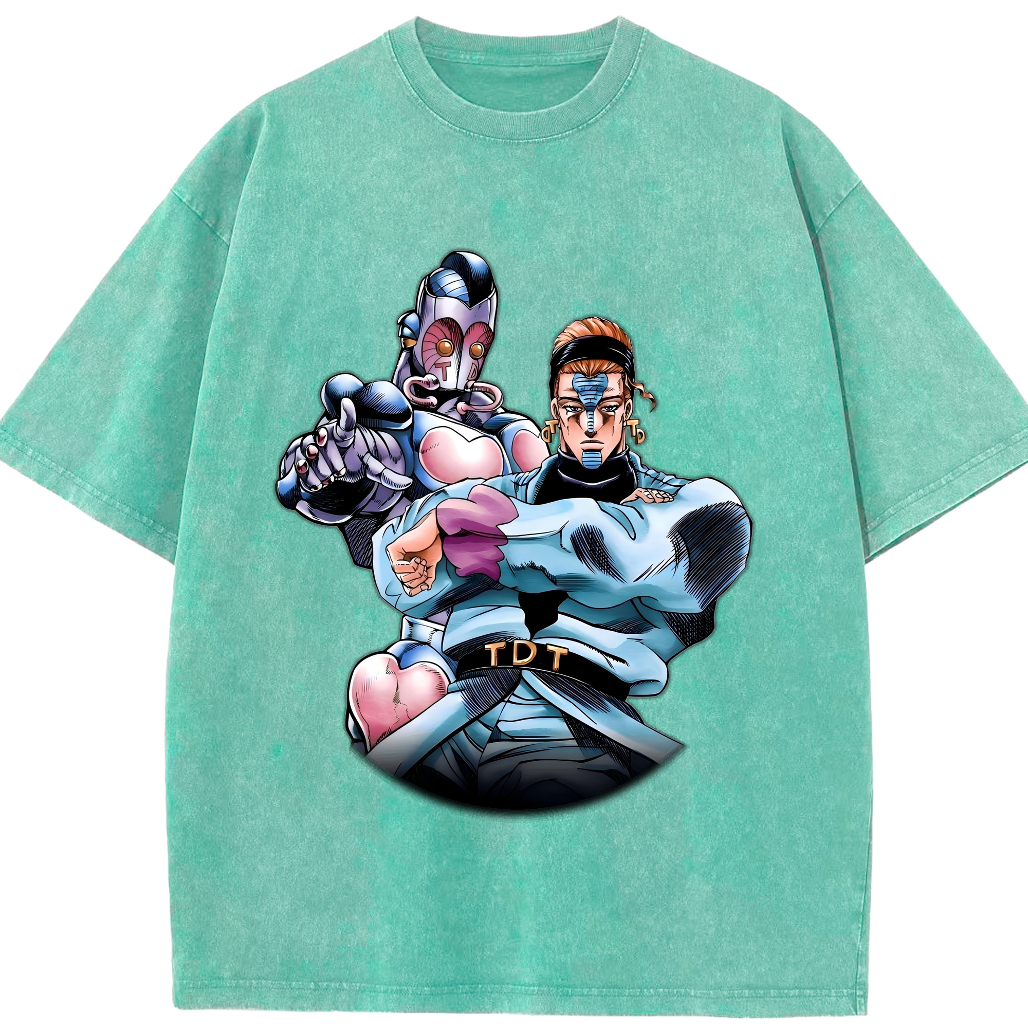 （画像用） ジョジョの奇妙な冒険 ひがしかた じょうすけ JoJo's Bizarre Adventure Higashikata Josuke 綿100% ヴィンテージ風 半袖Tシャツ（フロントプリント）